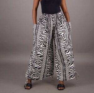 Zebra print Wide Leg Pants One Size